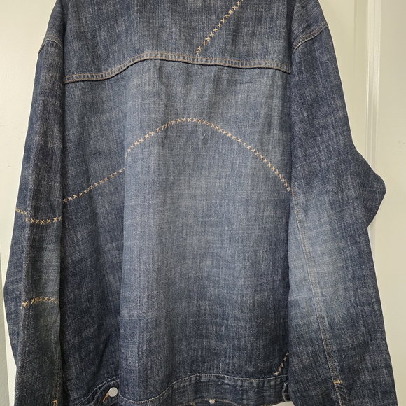 Vintage Y2K Hip Hop Unique Stylish Oversized Blue Denim Jacket XXXL EUC - Picture 2 of 6